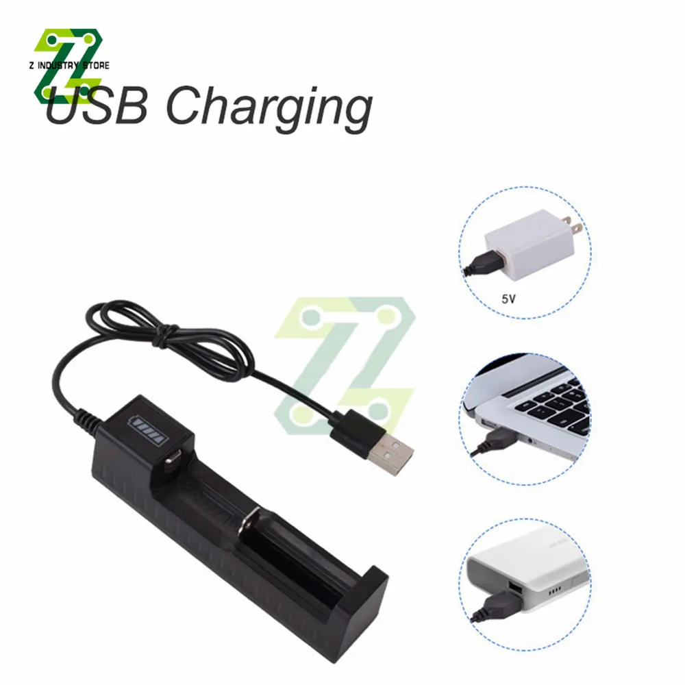 Caricabatterie caricabatterie a Slot singoli carica USB per 3.7V/4.2V 18650 26650 14500 batteria ricaricabile agli ioni di litio Slot singolo