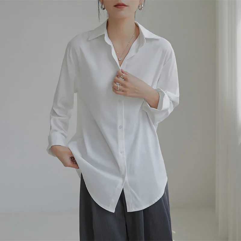 Seoulish Spring Autumn Elegant OL Style Formal Women's Blouse Turn-down Single Breasted Long Sleeve Shirts Female Workwear Tops