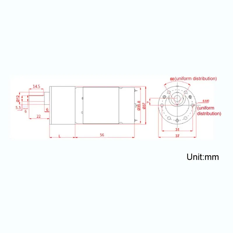 1pcs XD-37GB555 37mm Motor DC 12V/24V 15W High Torque Gear Box GearBox Electric Gearmotor Adjustable Speed CW/CCW 10RPM-600RPM