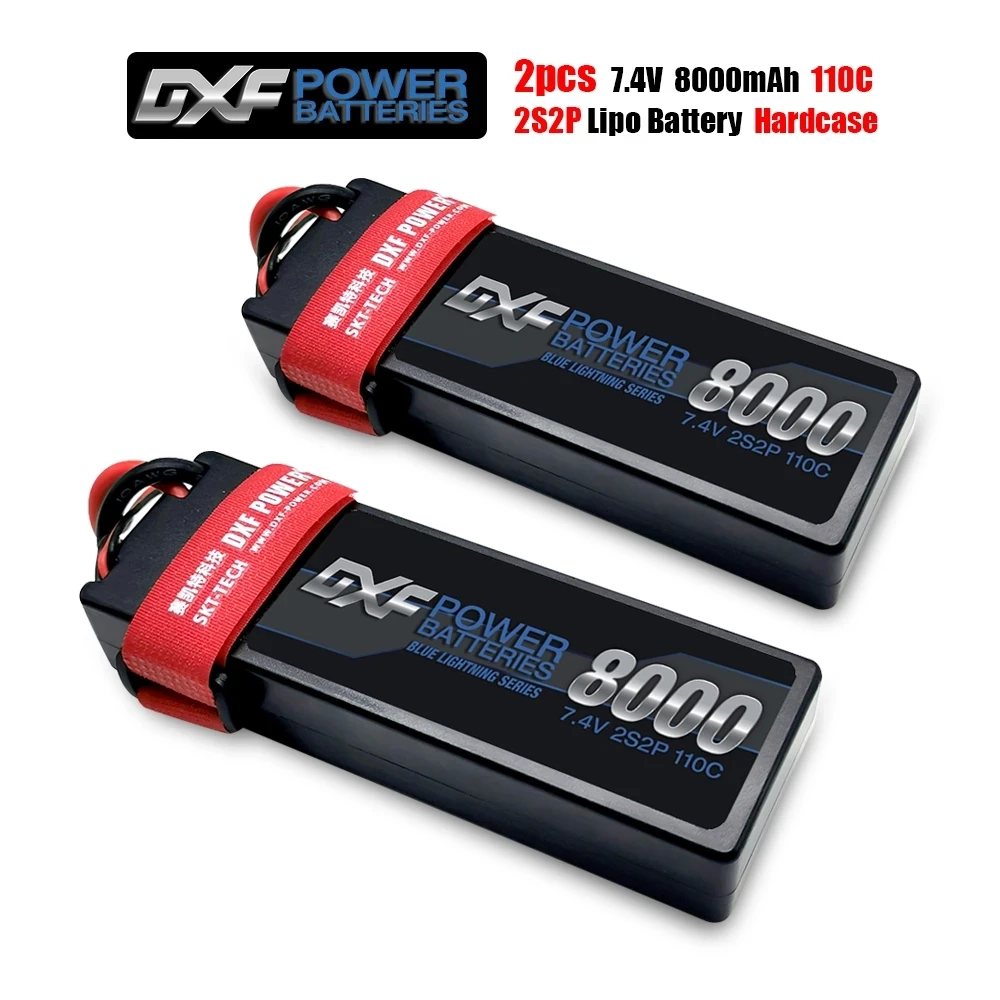2PCS DXF Battery 2S 3S 4S lipo 7.4V 11.1V 14.8V 8000mAh 110C 5mm HardCase For Car Helicopter Quadcopter Truck Boat