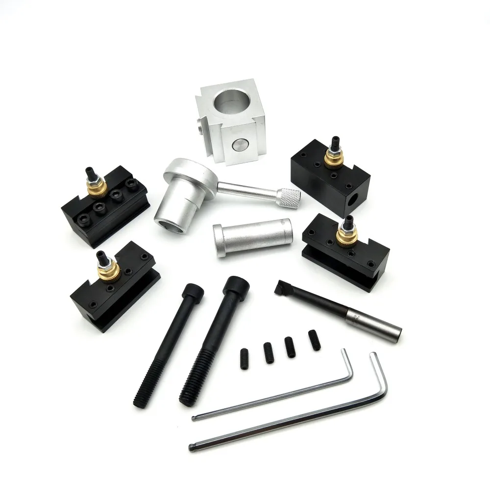 Mini CNC Lathe Tool Holder Quick Change Tool Post Cutter Holder Screw Kit Set Boring Bar Turning Facing Holder Wrench