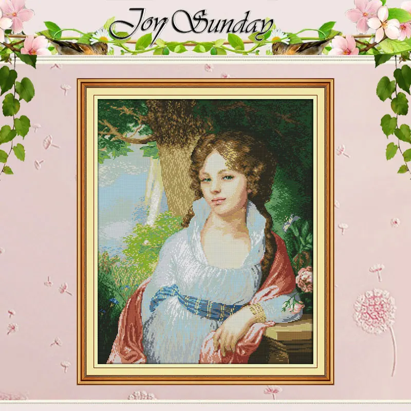 Girl Painting Patterns Counted Cross Stitch Set DIY 11CT 14CT 16CT Stamped DMC Cross-stitch Kit Embroidery Needlework Home Decor