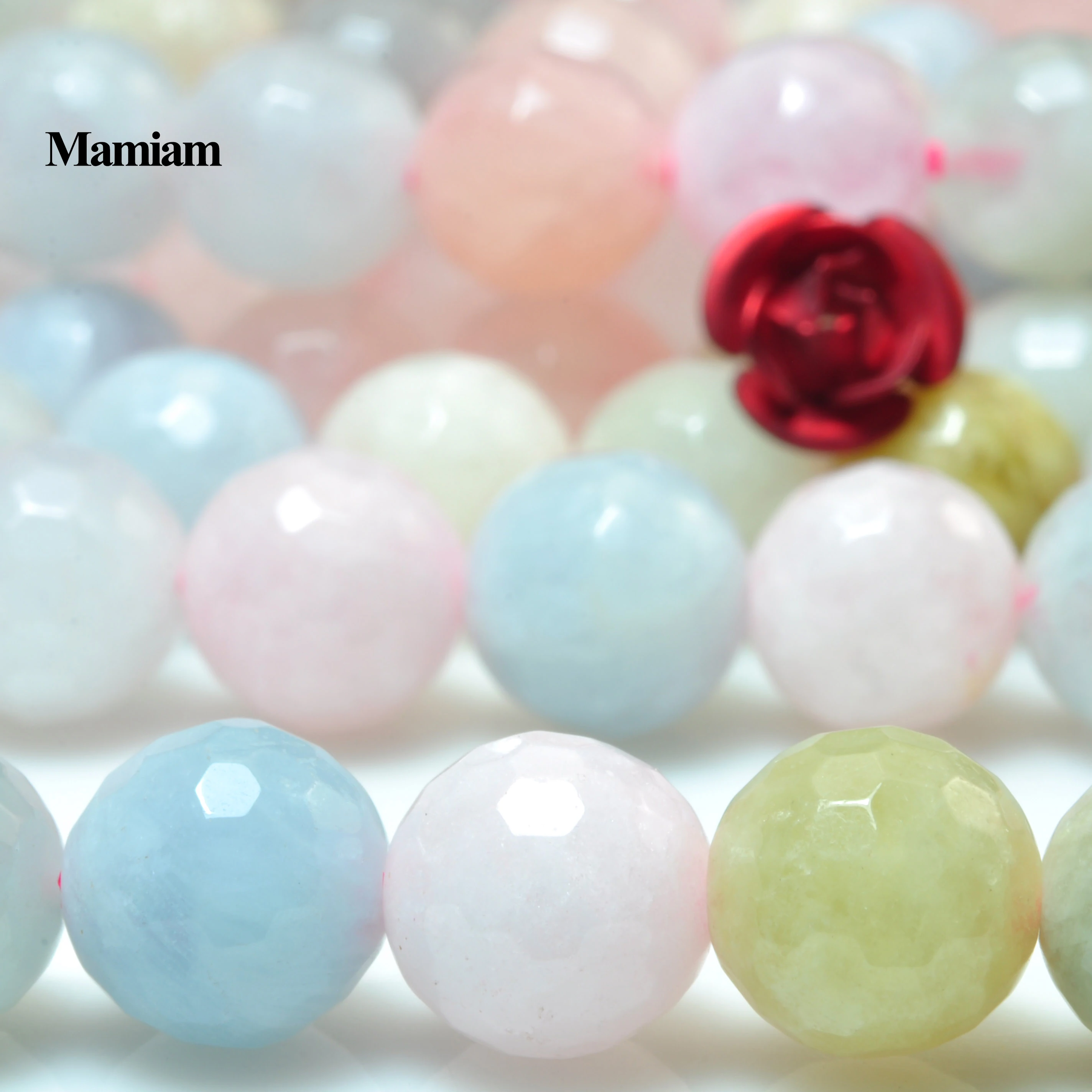 

Mamiam Natural Morganite Faceted Round Beads 6mm 8mm 10mm Smooth Loose Stone Diy Bracelet Necklace Jewelry Making Gift Design