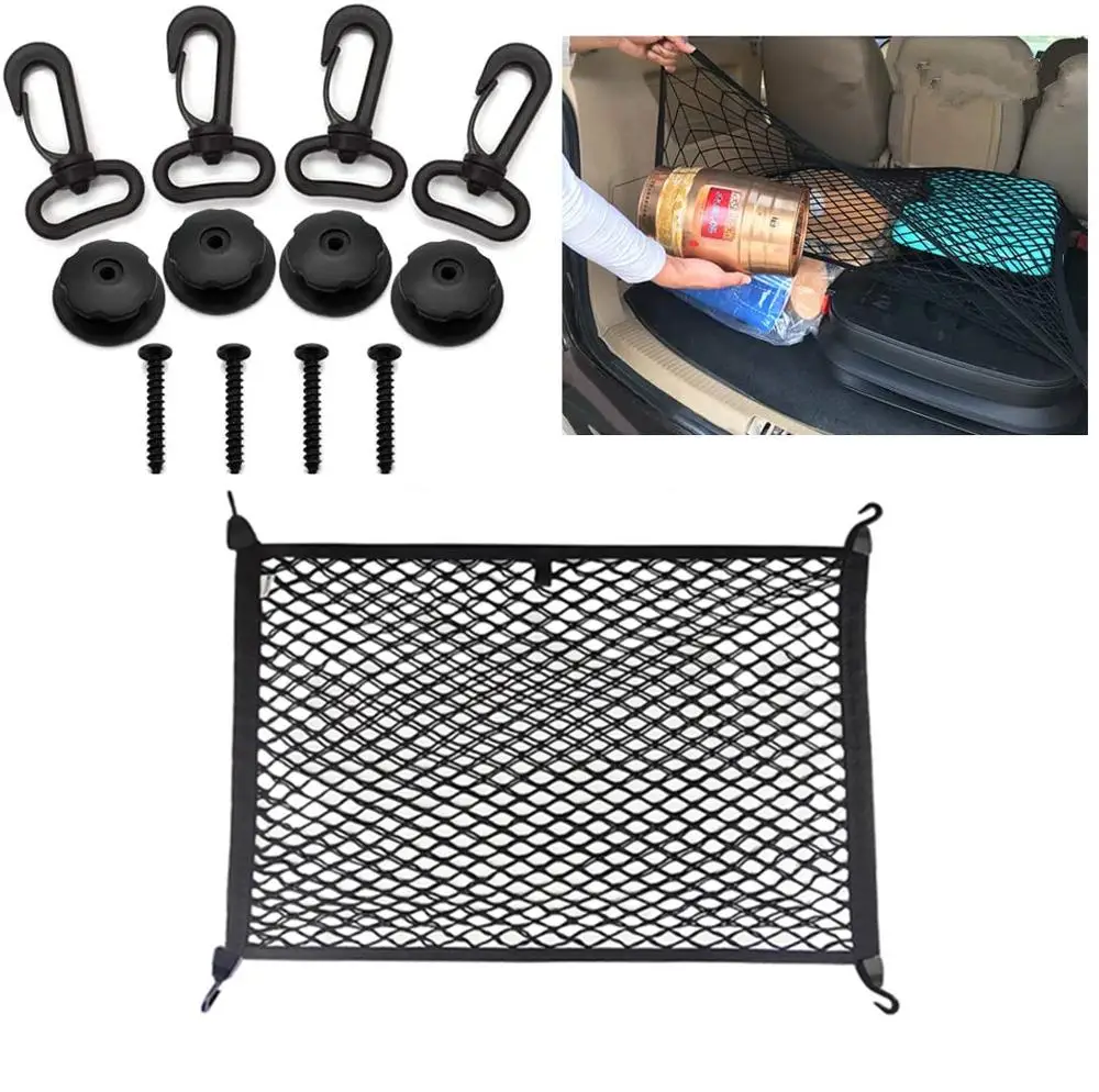 Car Trunk Storage Net Flexible Elastic Nylon Rear Cargo Organizer Car Trunk Cargo Luggage Net Holder for Car Van SUV For RAV4