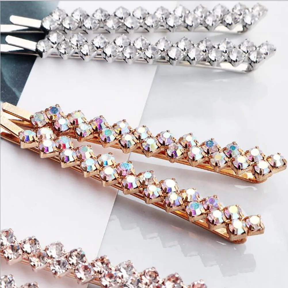 2Pcs New Women Shining Crystal Rhinestone Luxury Hair Clips Girls Hairpins Hair Accessories Headwear Girls Fashion Gift Ornament