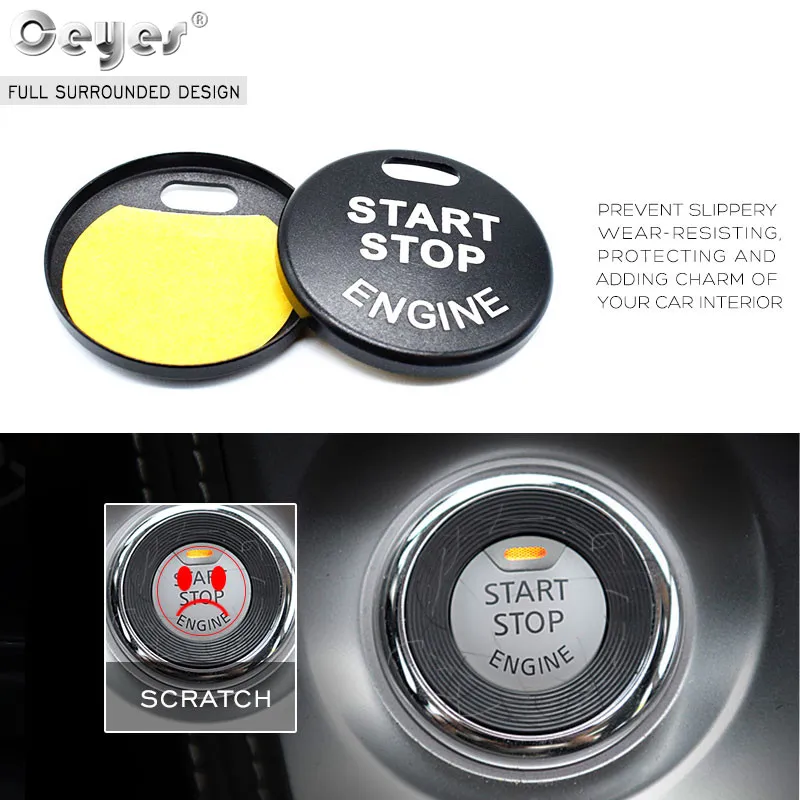 Ceyes Car Accessories Styling Engine Stickers With Hole Start Stop Ring Case For Nissan Qashqai Juke Three-Row Word Button Cover