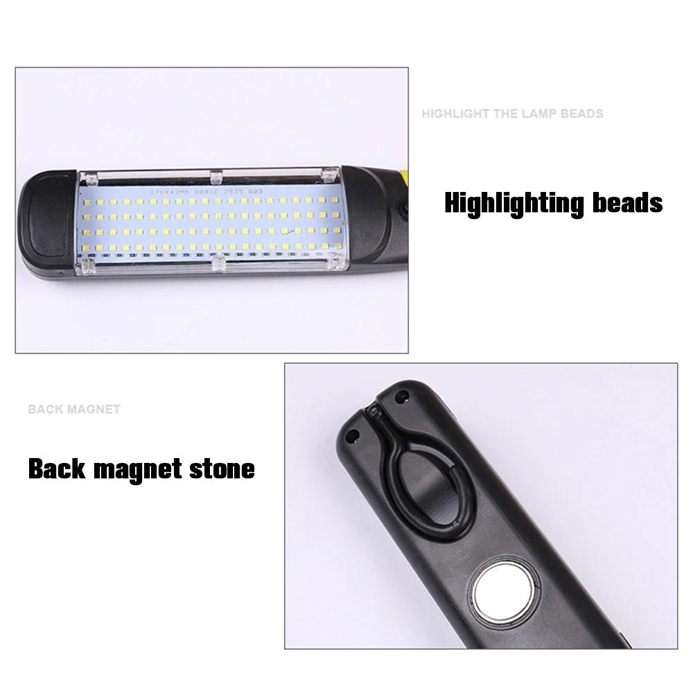 1PC Portable Super bright Safety LED Emergency Work Light COB 80 LED Magnetic Car Inspection Repair Handheld Work Lamp Hangable