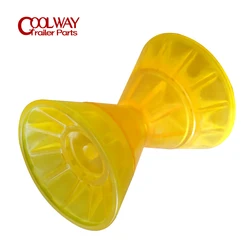 Poste de cabrestante para remolque de barco, rodillo de lazo amarillo de poliuretano, piezas de eje de campana de extremo marino de ingeniería, accesorios