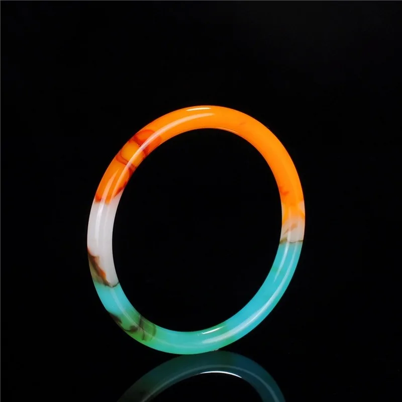 Xinjiang Gobi Colorful Jade Bracelet Gold Wire Jade Round Bar Retro Beauty Bracelet Popular Fashion Bracelet Jewelry