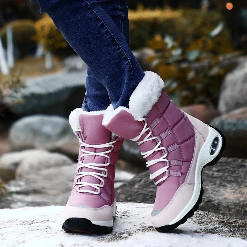 High Quality Waterproof Winter Women Boots Warm Plush Women\'s Snow Boots Outdoor Non-slip Sneakers Fur Platform Ankle Boots