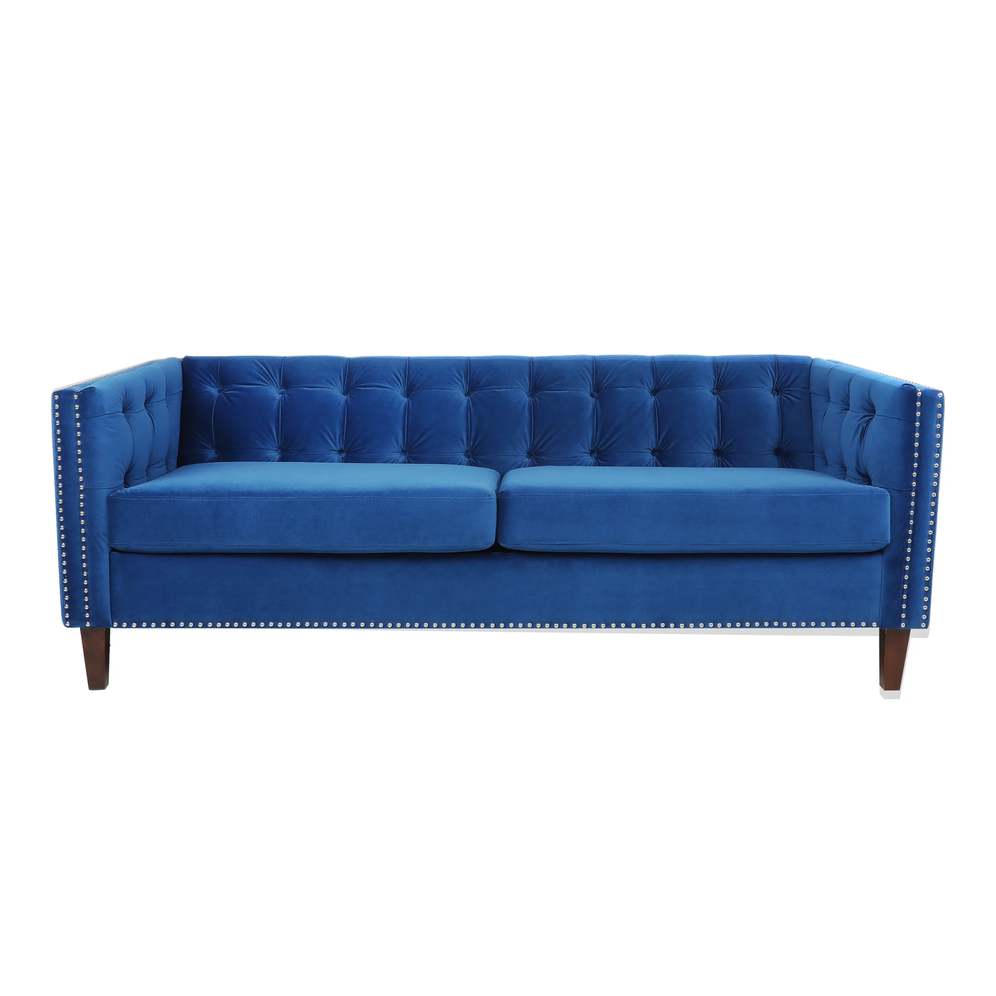 177x61x53CM Velvet Sofa Dark Blue/Green Hollywood Regent Luxury Look Living Room Furniture[US-Depot]