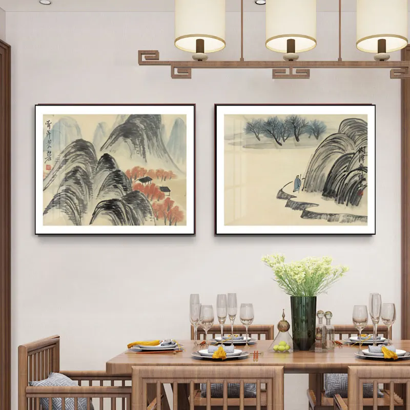 Chinese Abstoract Landscape ink Mountain Painting prints Wall Art Canvas posters Artwork Living Room dens Home Décor