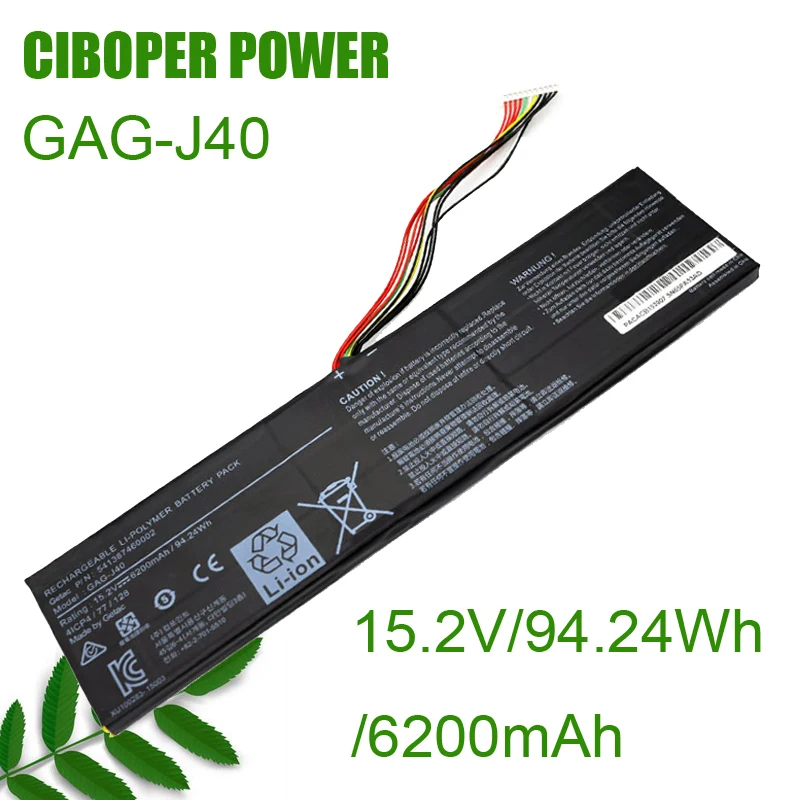 

CP Original Laptop Battery GAG-J40 15.2V 94.24Wh For Aorus X7 Dt V7 V8 V6 Aero15 14 V7 14-W-CF2 15x 15w 14-P64WV6 P64Wv7-De325Tb