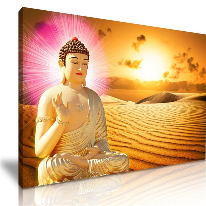 

3DBEIBEHANG Large Custom Wallpaper Mural HD Sakyamuni Buddha Buddha Gold Desert TV Wall Background Wall 3d wall murals