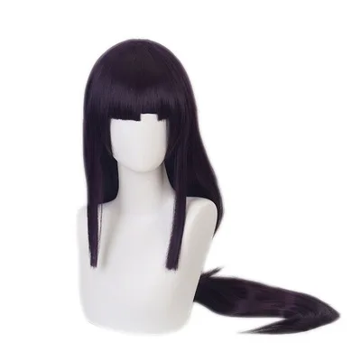 100cm Danganronpa:Trigger Happy Havoc Cosplay Mikan Tsumiki Wigs Long Purple Wavy Heat Resistant Synthetic Hair Wig + Wig Cap