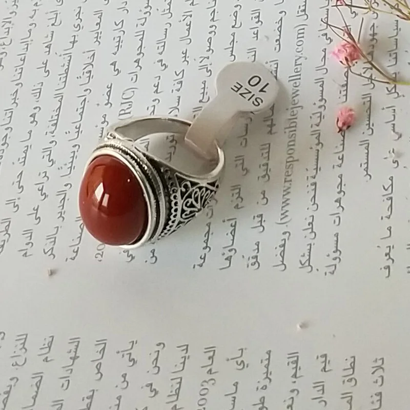 Vintage Ring - Punk  Plated Ring Vintage Jewelry Big Black Stone Ring Red Jewelry For Men women Gift Silver Color Rings 20036