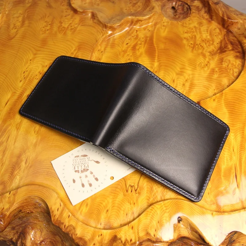 Imported Hand-made Short Wallets Purses Women Men Clutch Vegetable Tanned Leather Thin  Wallet Card Holder