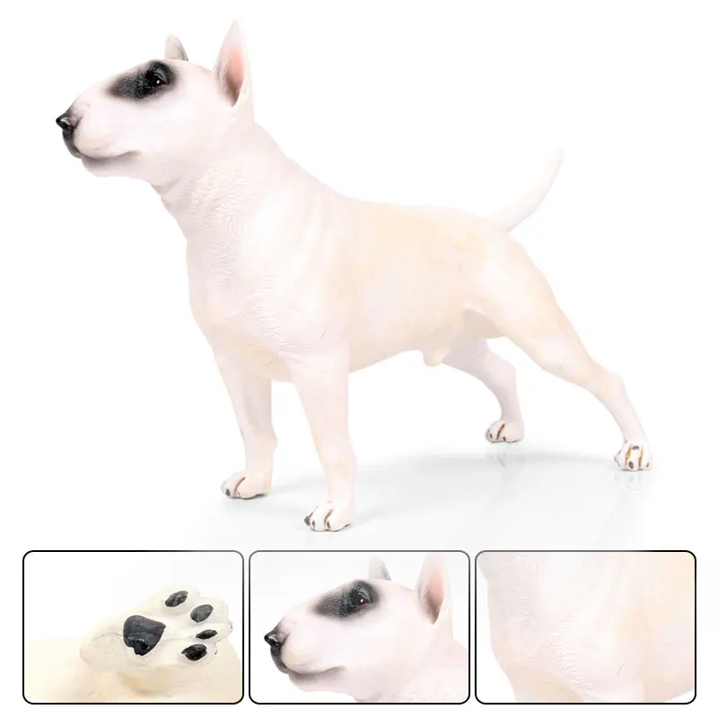 Oenux Classic British Bull Terrier Action Figures Big Pet Dog Model Figurine Collection & Educational Lifelike Cute Toy For Kids