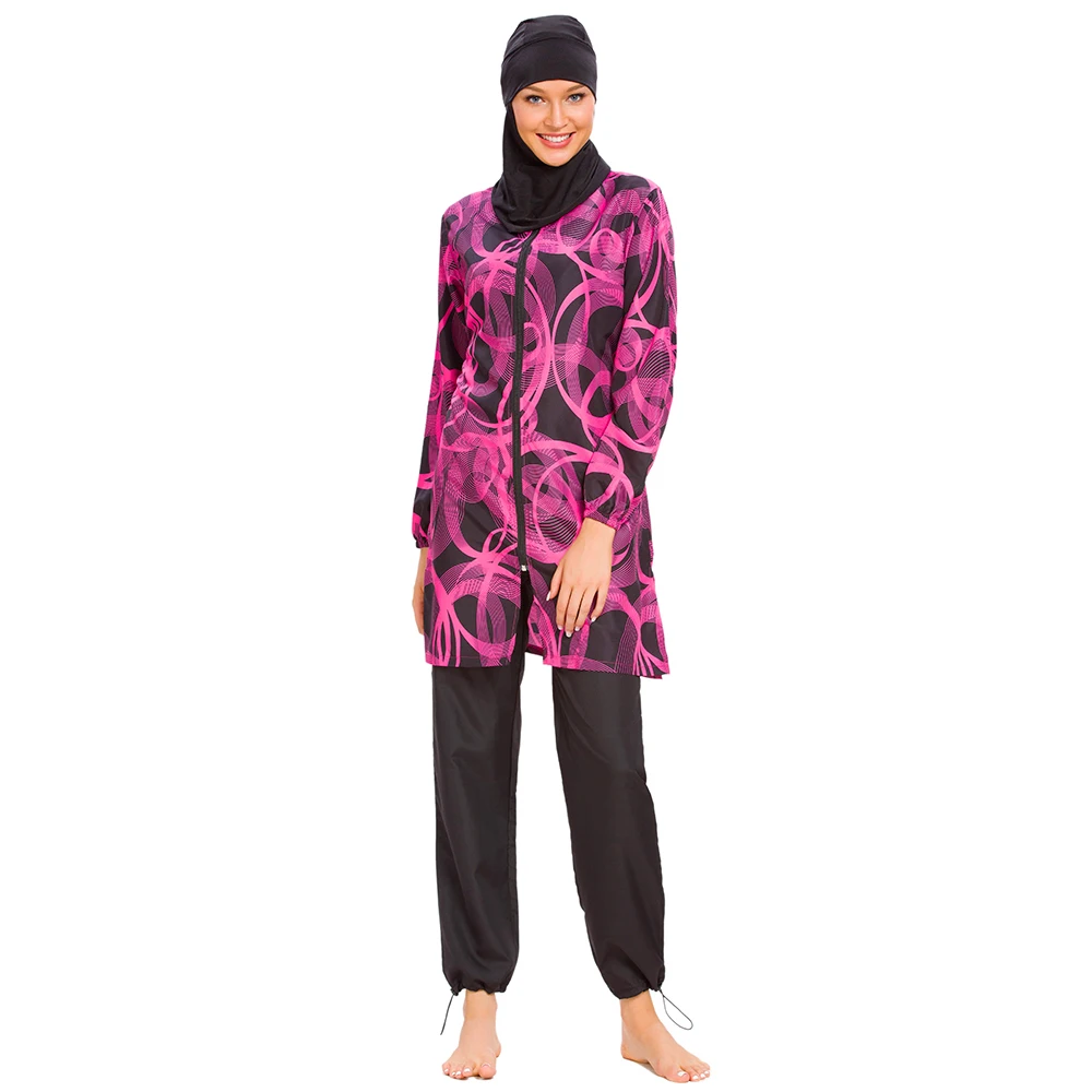 YONGSEN 3-Piece Burkini Set - Modest Islamic Swimwear, Hijab + Swim Pants + Cover Up