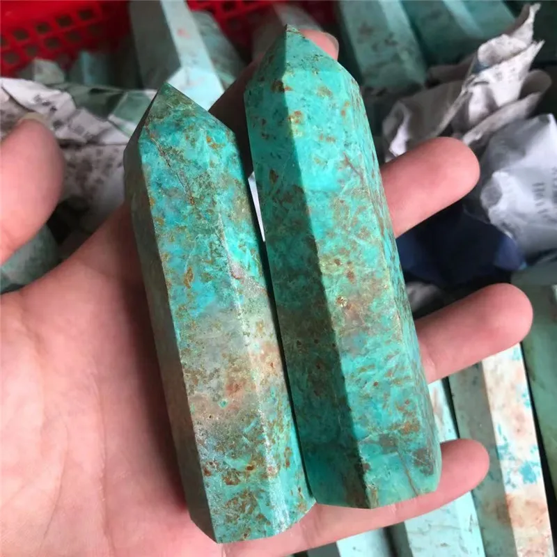 New Arrivals Spiritual Healing Crystals Tower Natural Green Blue Turquoise Point Crystal Wand For Sale