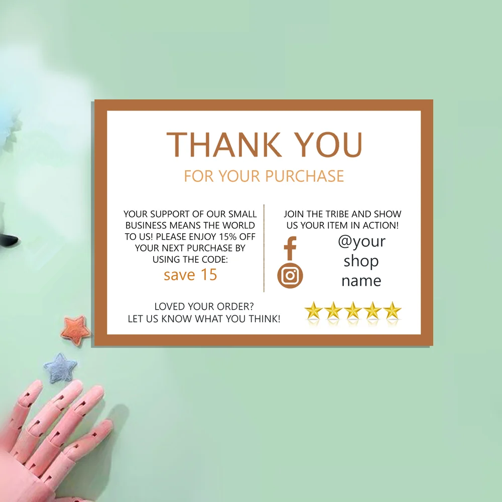 

Small Business Thank You Card, Burnt Orange, Thank You Package Card, Thank You for Your Purchase, Social Meia Cards