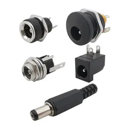 10Pcs/lot 5.5x2.1mm DC Connectors Power Jack Plug Adapter DC Male Female Socket Nut Panel Mount DC Power Connector 5.5*2.1mm