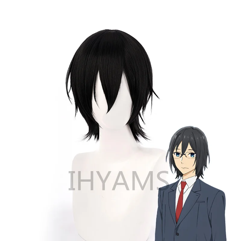 

Miyamura Izumi Cosplay Wig Hori-san to Miyamura-kun Horimiya Short Black Synthetic Hair Heat Resistant + Free Wig Cap