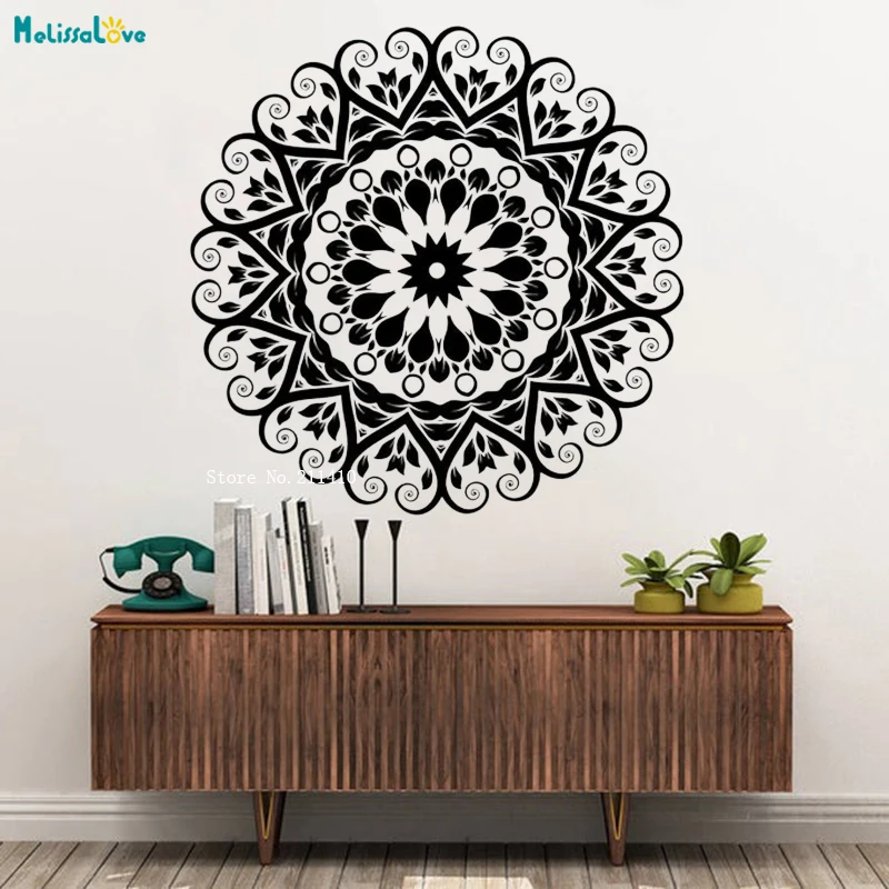 Beautiful And Unrestrained Mandala Wall Sticker Home Decor Indian Pattern Vinyl Yoga Poster Living Room Cool Art Decals YT3940