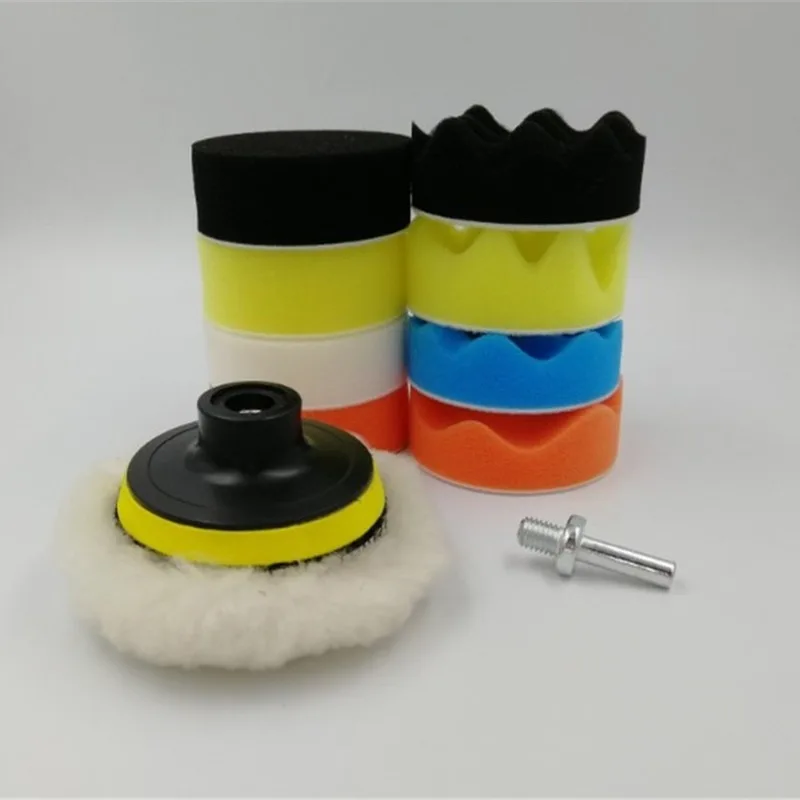 Disco per lucidatura auto Sunshine da 3 pollici Set da 10 pezzi per utensili filettati M10 Set di tamponi per lucidatura auto tampone per lucidatura