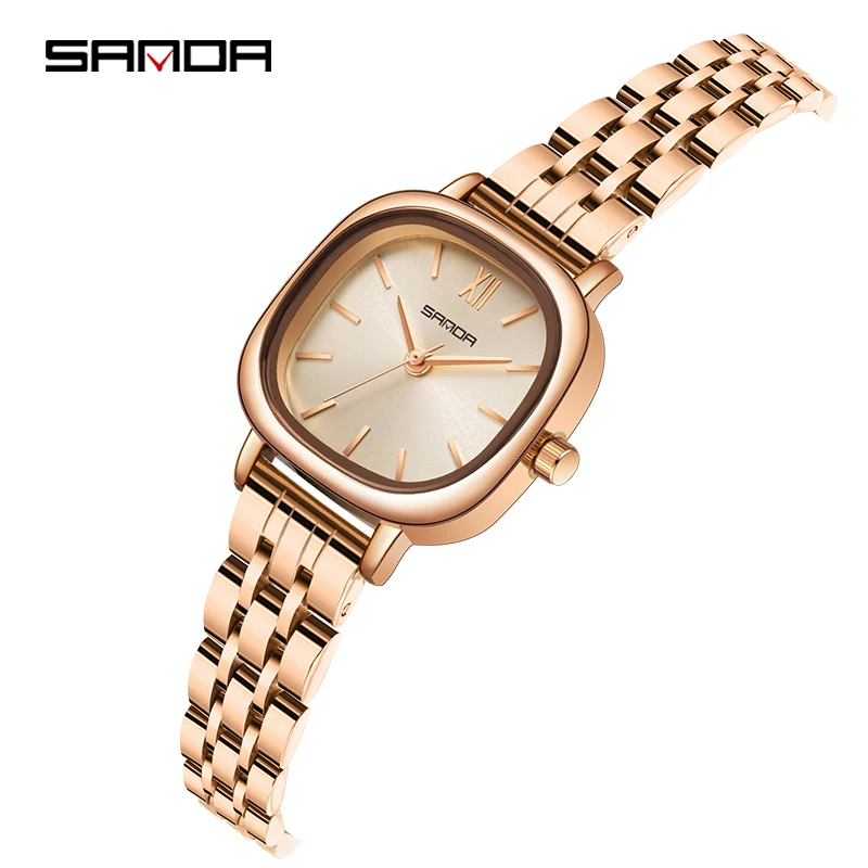 Reloj de pulsera informal de lujo para mujer, pulsera de acero inoxidable, resistente al agua, de cuarzo