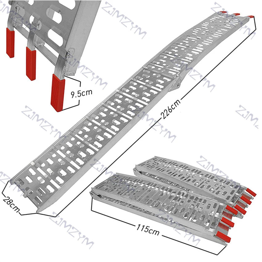 Folding Ladder Steps Motorcycle Loading Trailer Transportation Loading Folding Stairs Aluminum Alloy Ladder Cimbing Ladder 226CM