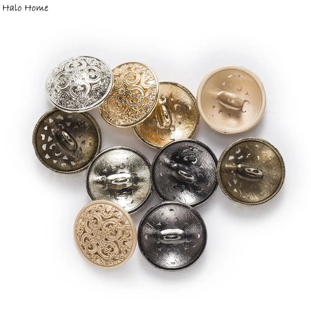 Halo Home 5pcs Hollow Carved Metal Buttons Sewing Scrapbook for Jacket Blazer Sweaters Gift Crafts Handwork Clothing 11.5-25mm