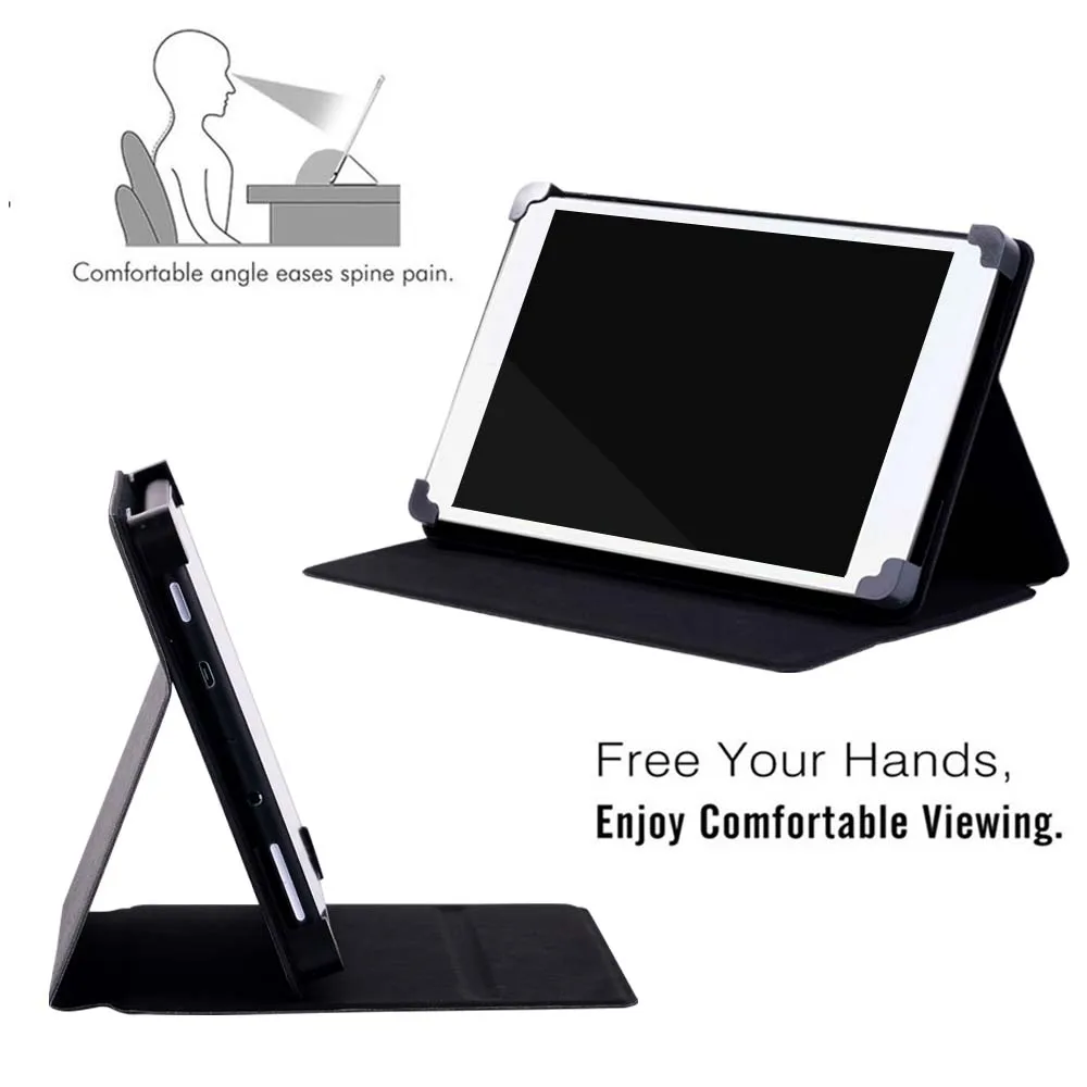 Tablet Case for Argos Alba 7/8/10 Inch Shockproof Leather Folding Stand Solid Color Protective Shell + Free Stylus