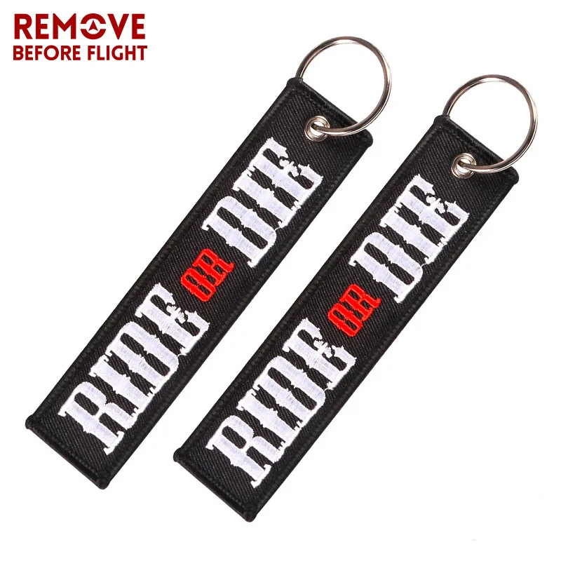 Wholesale Car Keychains for Motors RIDE OR DIE Embroidery Letter Key Chain Bijoux Gifts Porte Clef Customized Key Ring Key Chain