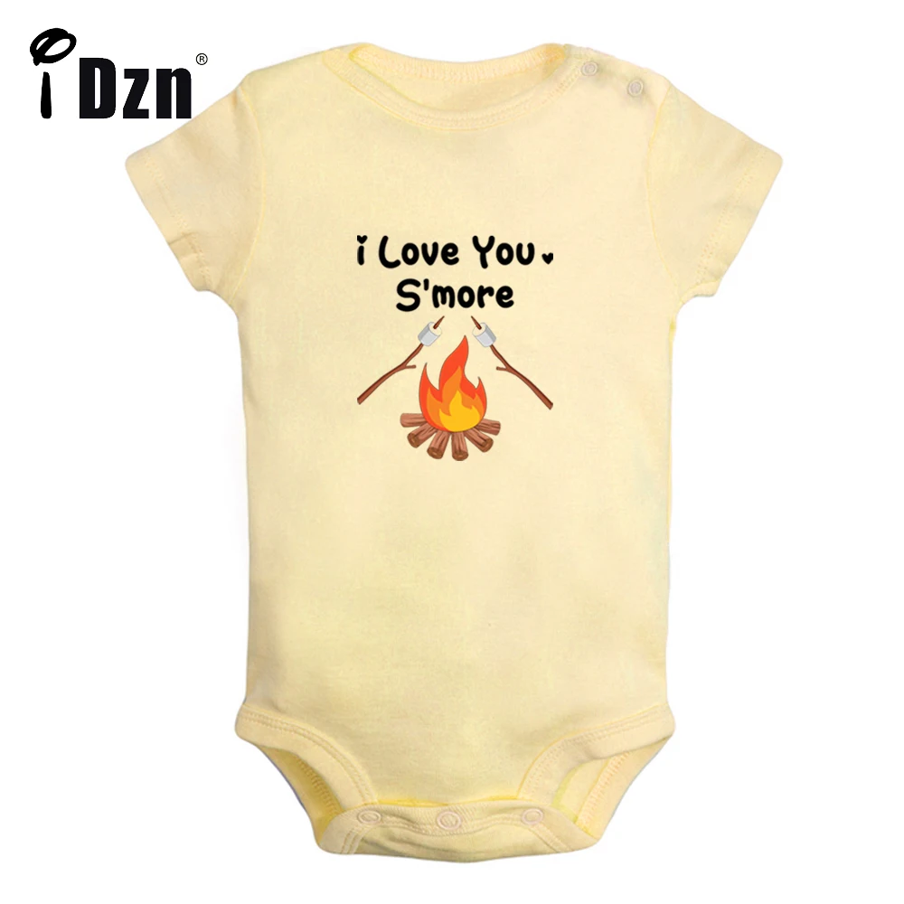 I Love You S'more Bonfire Marshmallows Baby Boys Fun Rompers Baby Girls Cute Bodysuit Infant Short Sleeves Jumpsuit Soft Clothes