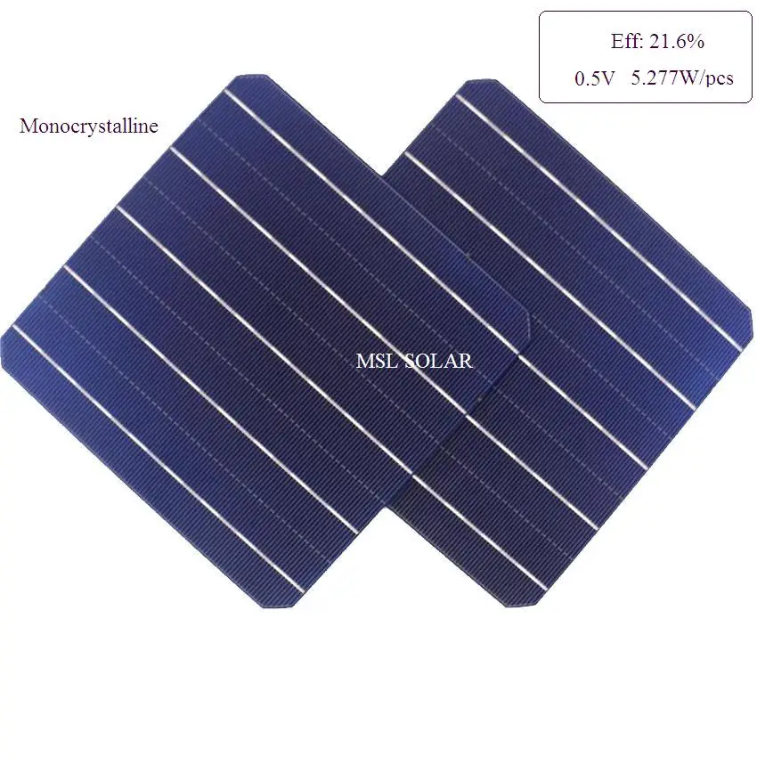 Monokrystaliczne ogniwo słoneczne 21.6% wysoka wydajność 0.5V 5.35W klasy ogniwo słoneczne ogniwo słoneczne ogniwo słoneczne 100 sztuk/partia