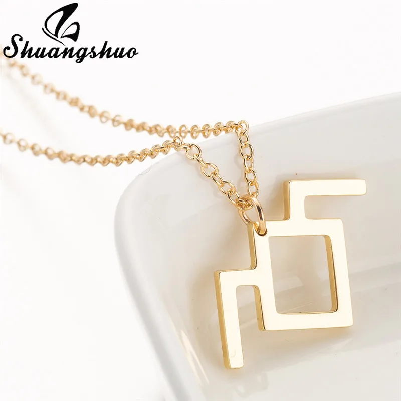 Shuangshuo Chic Mountain Pendants Necklaces Unique Design Fashion Jewelry for Women Double Twin Peaks Stainless Steel Necklace