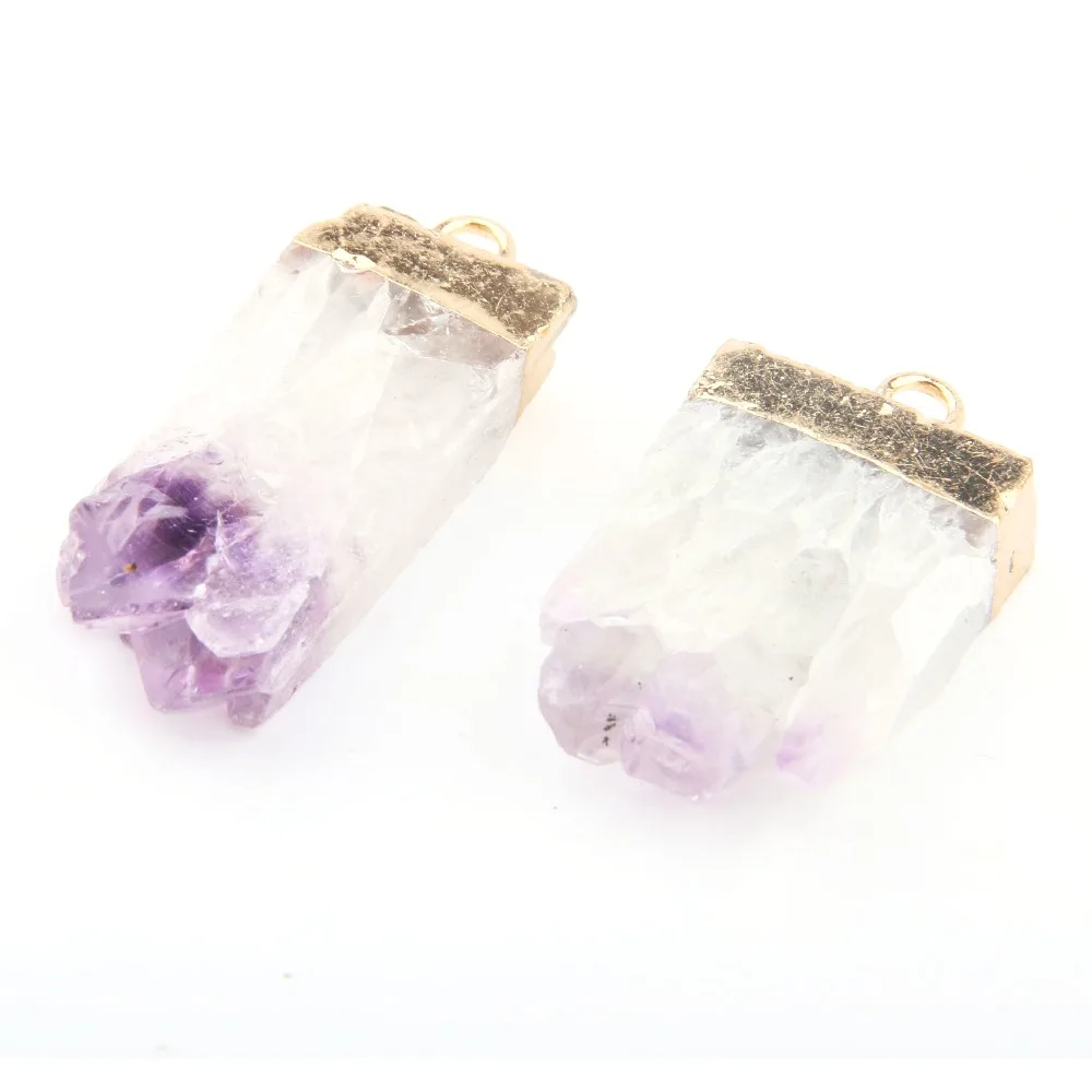 Natural Stone Amethysts Pendants Exquisite accessories Irregular DIY for Necklace or Jewelry Making size35*20*7mm-40*15*7