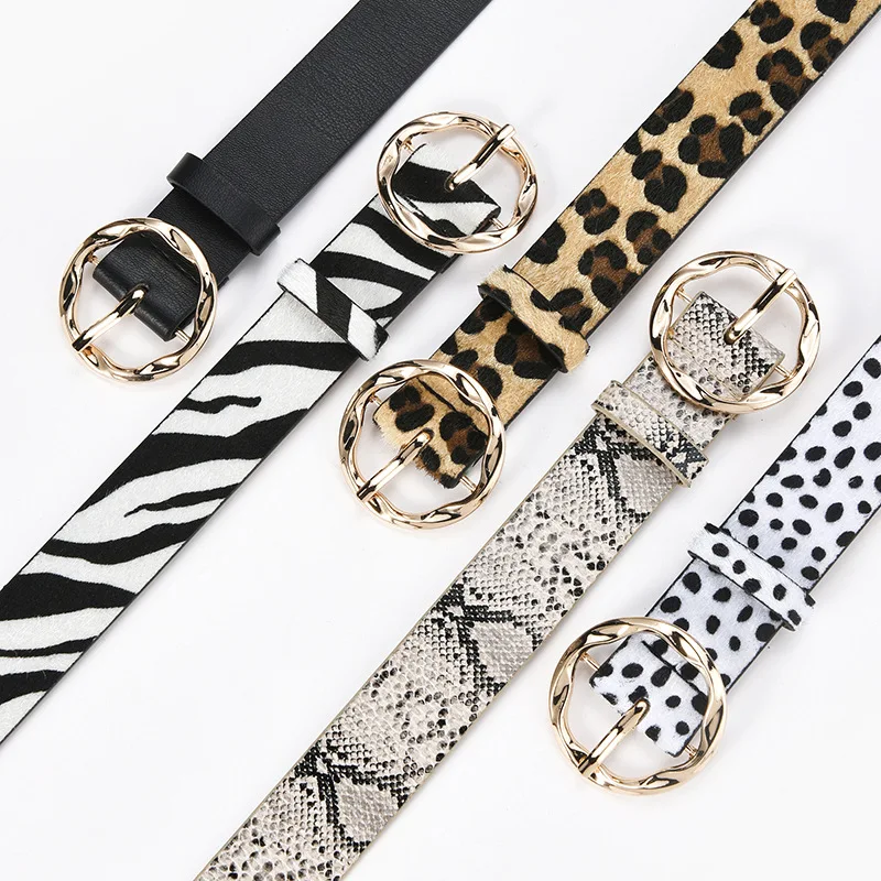 

Women's Circle Buckle Non-porous PU Leather Belt Leopard Print Snakeskin Pattern Zebra Pattern Teen Student Fashion Waistband