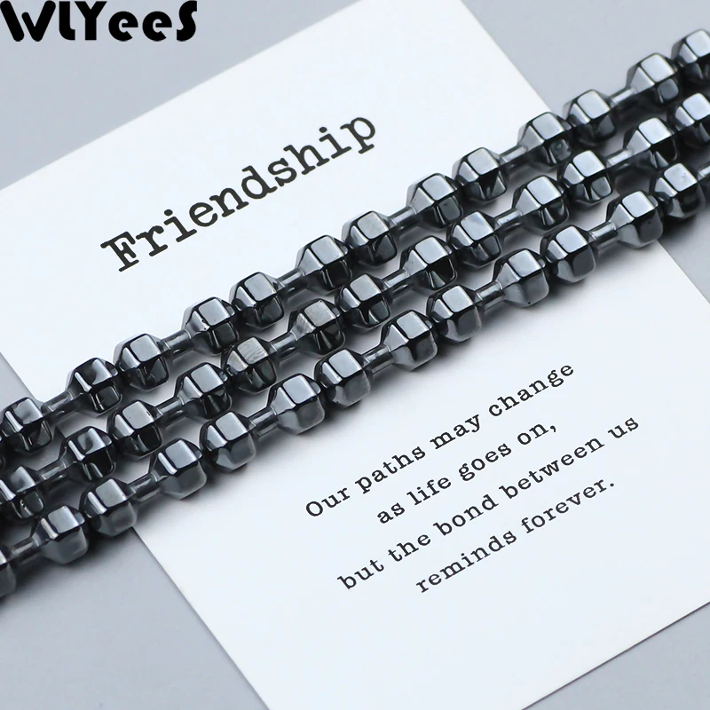 WLYeeS 25 Teile/los 12*6mm Barbell Hantel Spacer Perlen Natürliche Schwarz hämatit Stein für Schmuck Armband, Die DIY zubehör