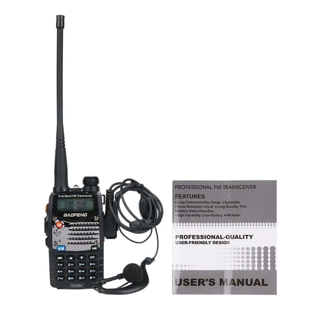 Baofeng-walkie-talkie de UV-5RA, estación de Radio bidireccional CB con auriculares, Radio Ham de caza, VHF, UHF, 136-174, 400-520MHz