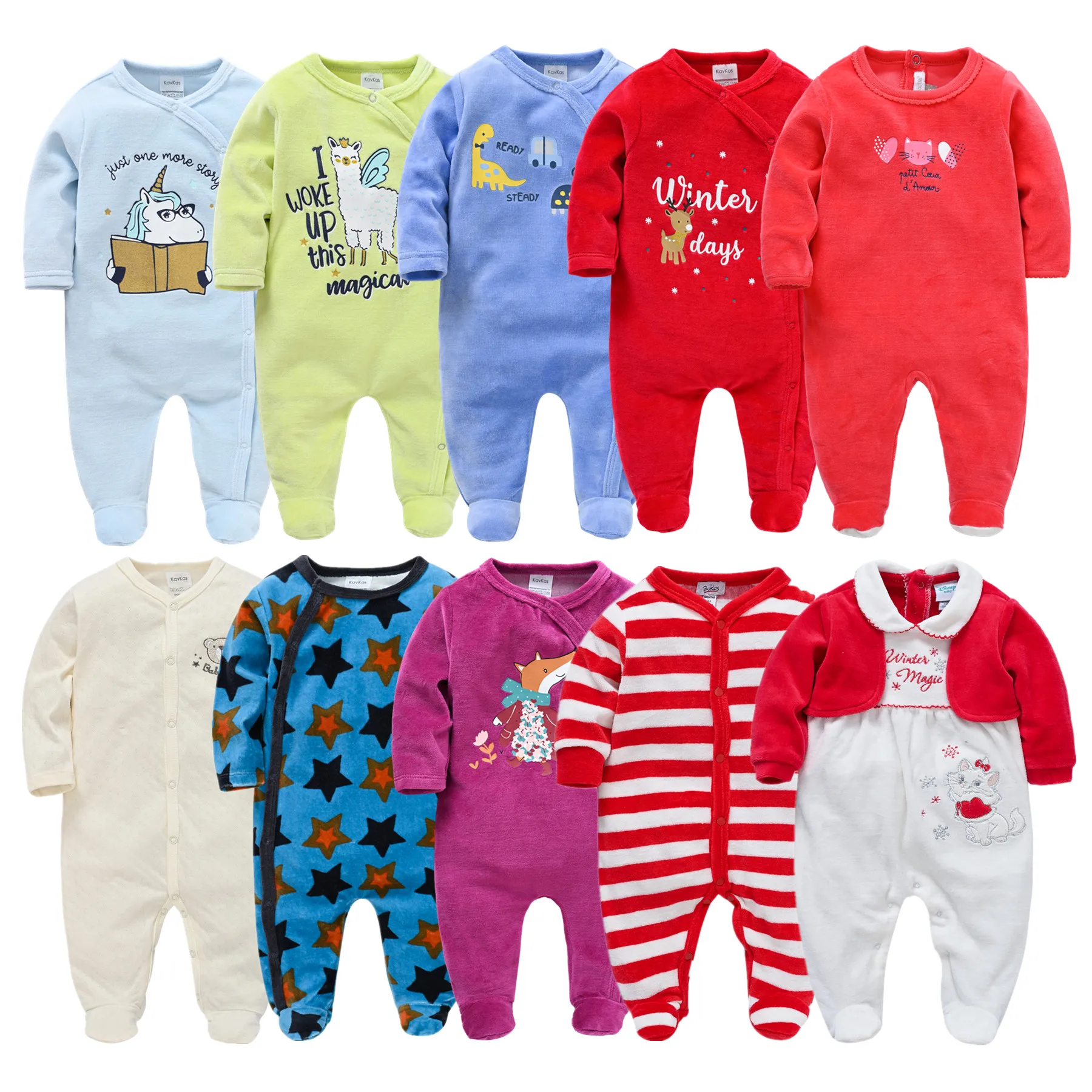 Unisex Winter Autumn Newborn Baby Rompers Pjiamas Infant Onesies Velvet Warm Jumpsuit Baby Boys Overalls Toddler Girls Clothing