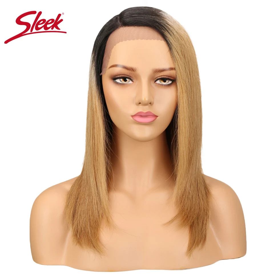 Sleek Brazilian Straight Lace Front Part Wigs Ombre 27# Hair Bob Wigs P4/27 30# 99J Weave Remy Bob Wigs For Black Women