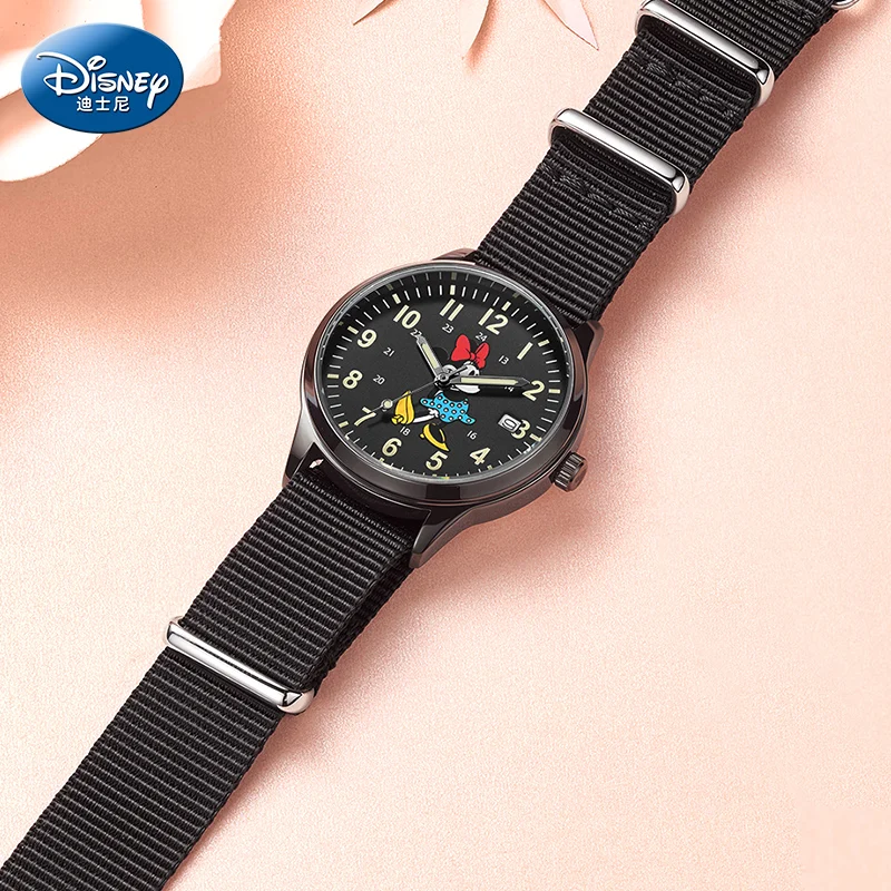 Disney Official Unisex Micky Minnie Mouse Japan Quartz Wristwatch Cartoon Dial Date Calendar Luminous Hand Men Women Youth Clock