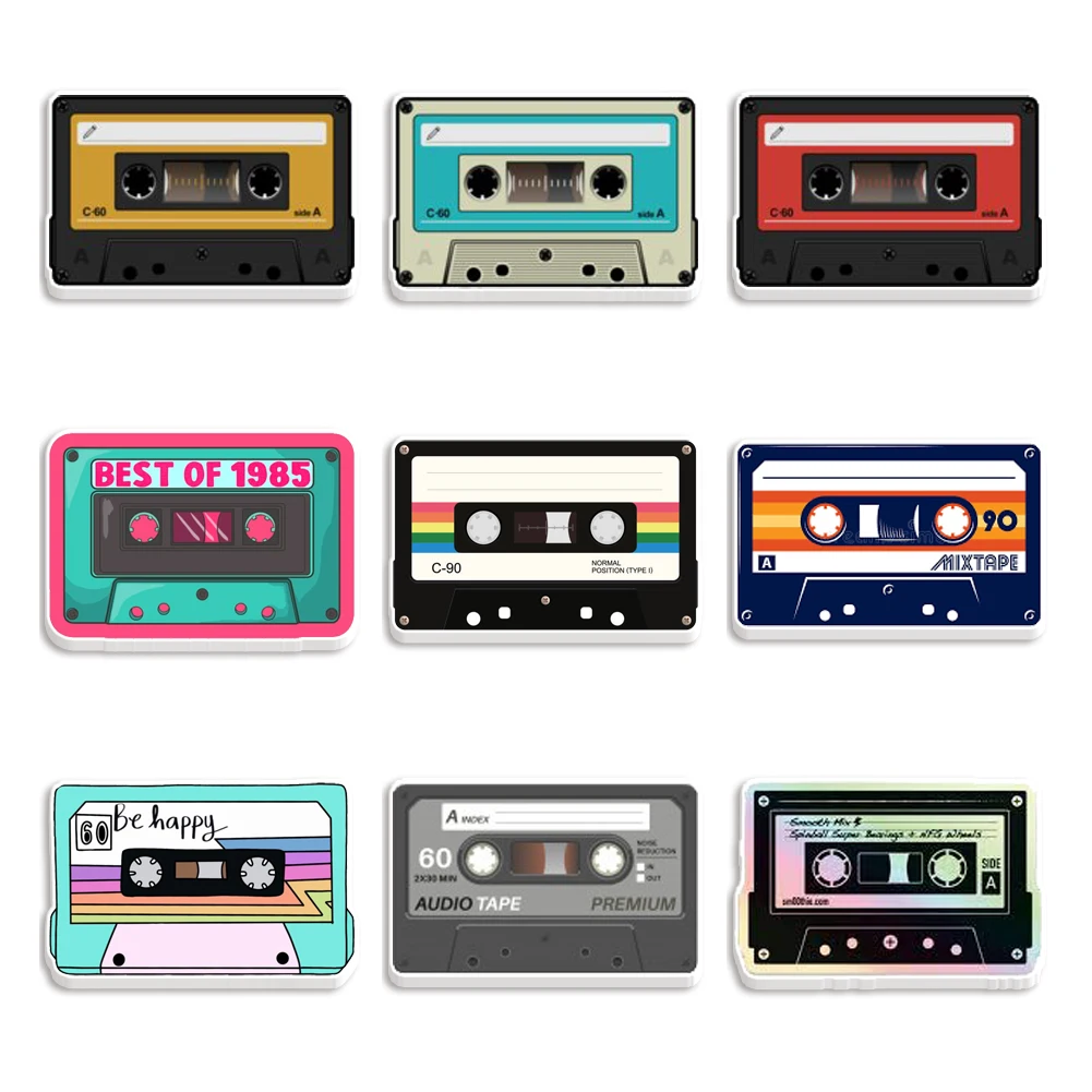 Cassette Tape Pattern Printing Planar Resin for DIY Earrings Home Decoration Bow Hair Accessories Accessories 30 Pieces/lot