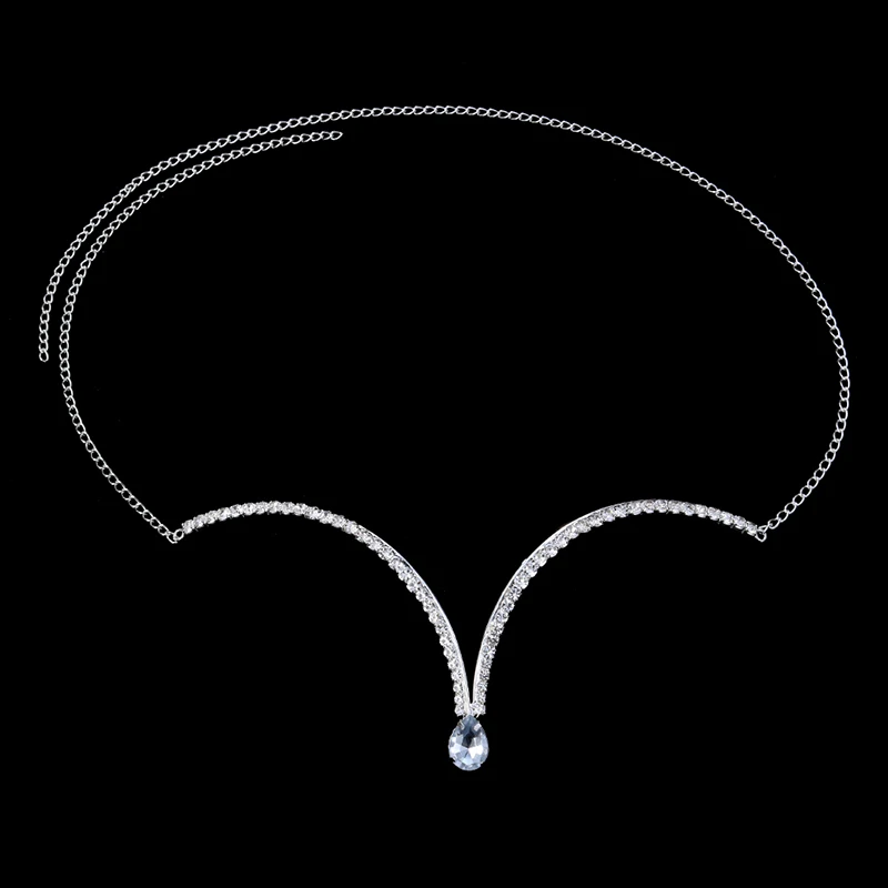 Stonefans Hot Body Water Drop Pendant Chest Chain Jewellery Shiny Ladies Bikini Decoration Apparel Swimsuit U Shape Bra Top Gift