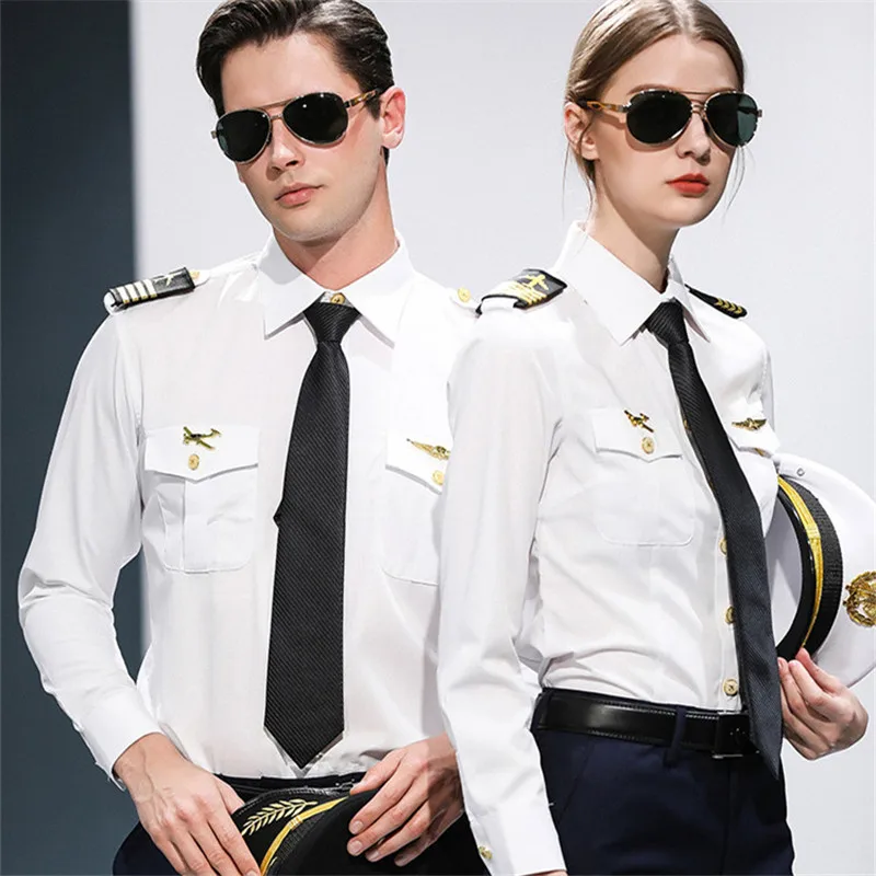 Women Shirt Hotel Bar\'s Work Clothes Long Sleeve Spring Autumn Airline Uniform Office Lady Suit For Stewardess Cosplay Show