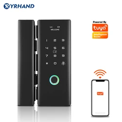 WiFi Tuya Smart Life App Remote Control  biometric fingerprint digital Smart glass door lock for Office