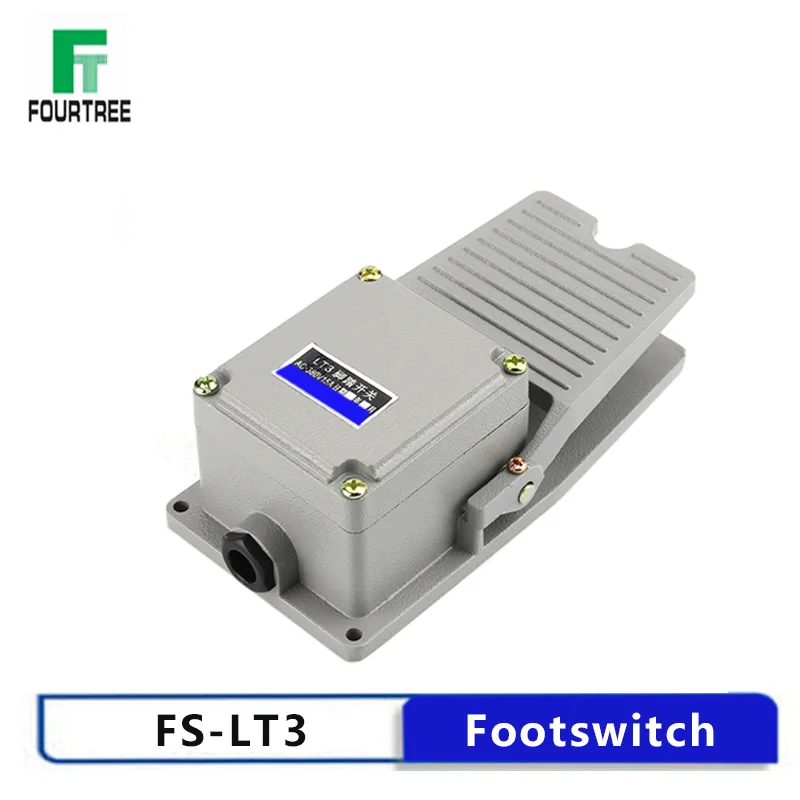 1PCS Footswitch LT3 LT4 Aluminum Shell Foot-on Momentary Control Switch Electric Power Pedal Self-reset Machine Tool Accessories