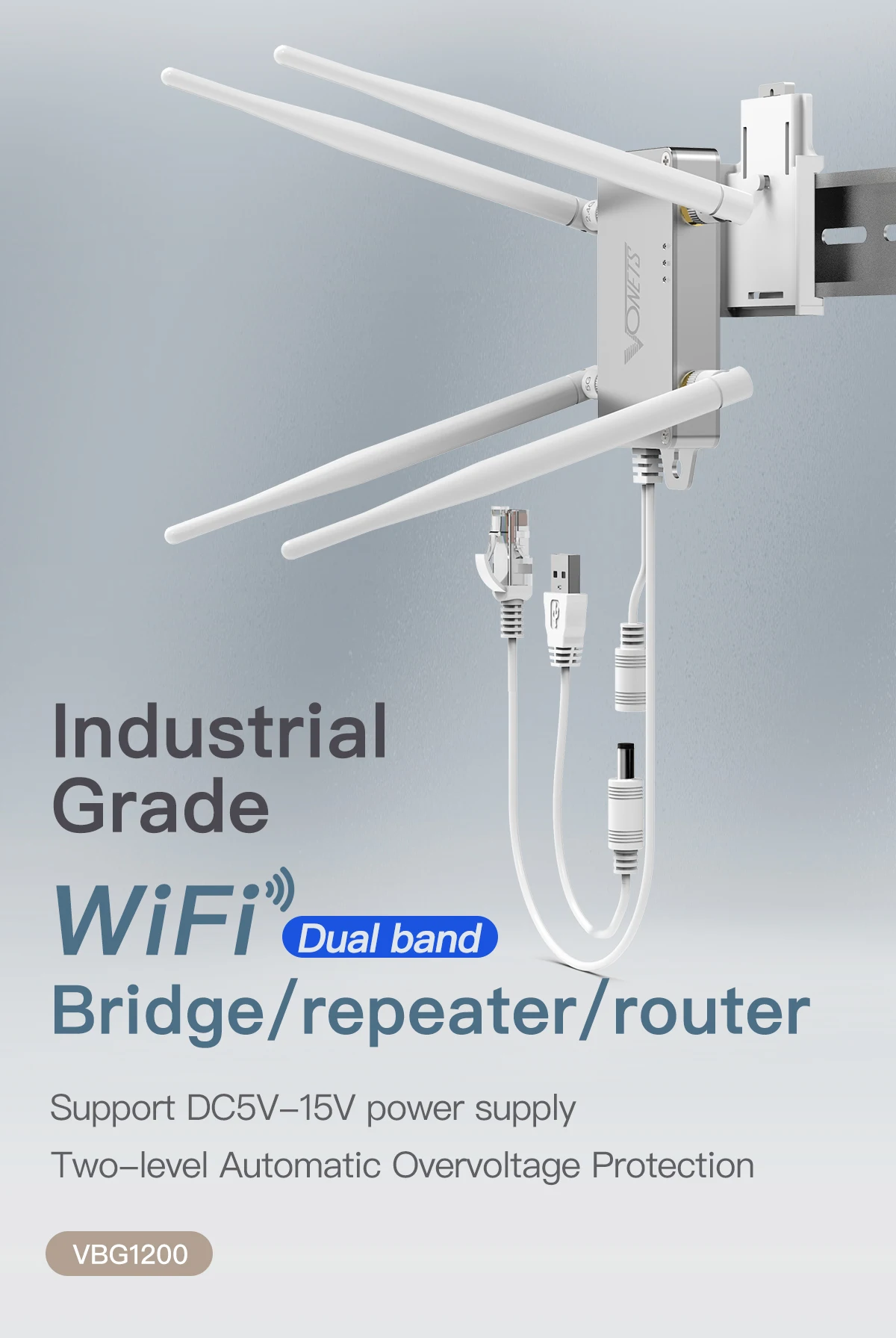 Vonets-産業用デュアルバンドリピーター,2.4ghz 5ghz,wifiルーター,ブリッジ,ネットワークデバイス用のワイヤレス信号アダプター,vbg1200